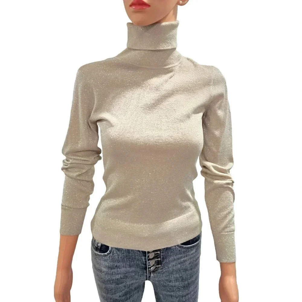 Silver Metallic Turtleneck Sweater - Never Worn